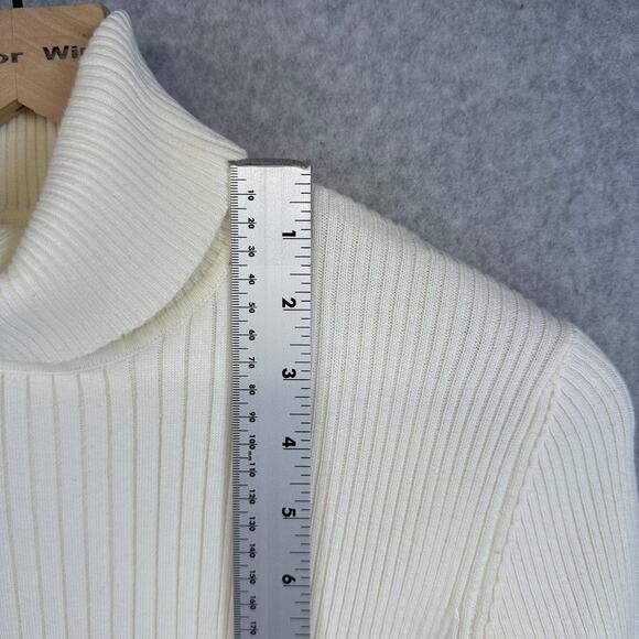 Josephine Chaus Sport Top Women's Ivory Cream Medium Ribbed Turtleneck Sweater - Picture 4 of 10